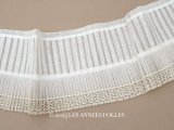 1900年頃 アンティーク 幅広 ドレスの裾  レース付き プリーツ 幅19.5cm コットンオーガンジー ドレスパーツ