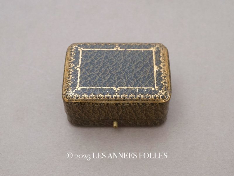 画像1: アンティーク 金彩入り ピアス用 ジュエリーボックス グリーン
