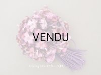 未使用 アンティーク 大きなブーケ ベルベットの布花 淡いピンク＆パープル 63輪 ラベル付  