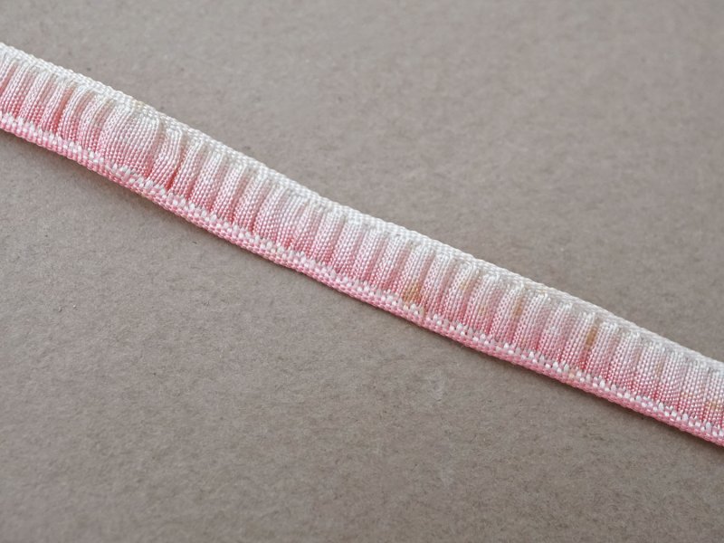 画像3: アンティーク シルク製 トリム ロココ調 7mm幅  ピンクのグラデーション リボン刺繍 & ロココトリム　