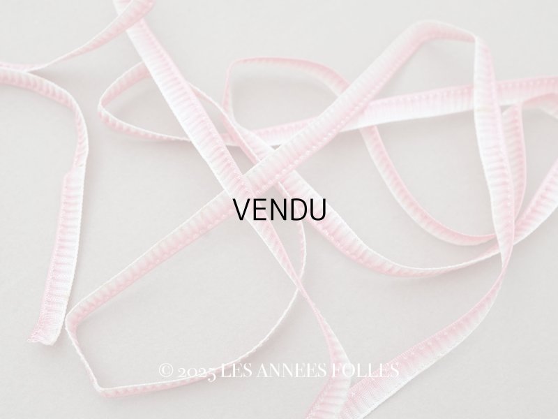 画像1: アンティーク シルク製 トリム ロココ調 7mm幅  1.75m ピンクのグラデーション リボン刺繍 & ロココトリム　