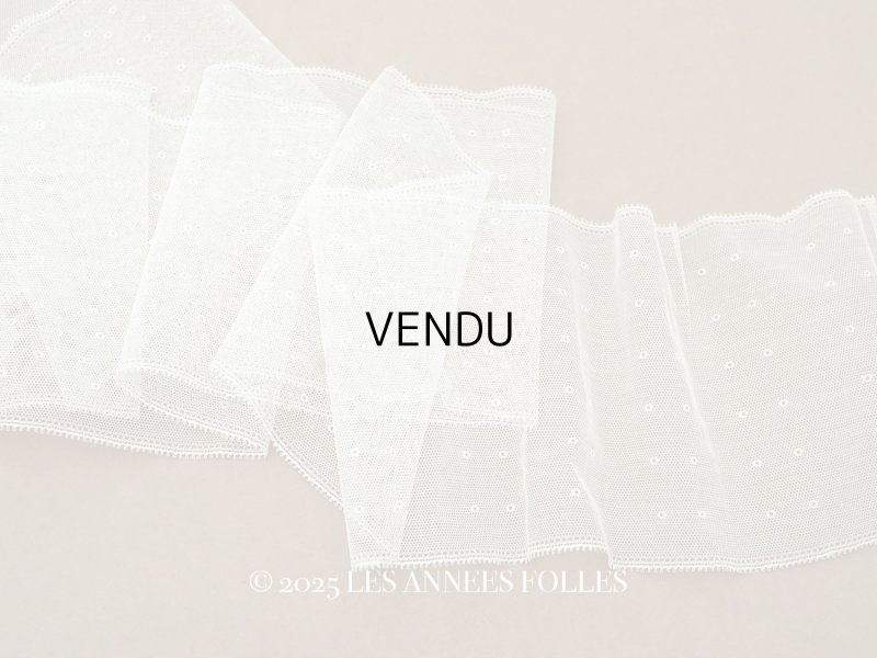 画像1: アンティーク ドット柄 幅広 チュールレース 14cm幅 オフホワイト