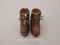 19世紀末 アンティーク ALART ドールシューズ レザー ダークブラウン (7) 約6.6×2.7cm 