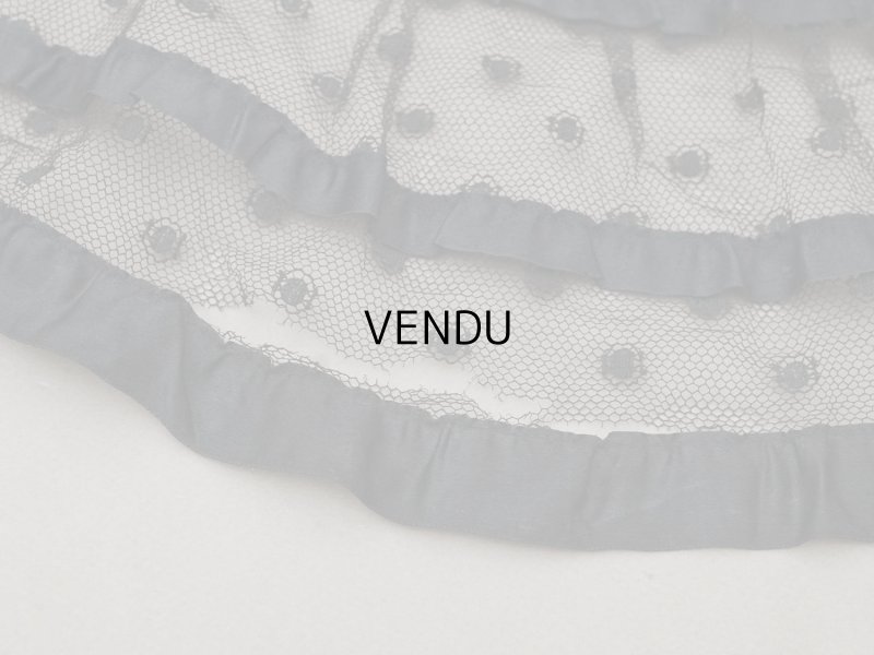 画像11: 1900年頃 アンティーク 47cm幅  ドレスの裾 ドットのチュール＆シルクサテンリボン 黒  約430cm  