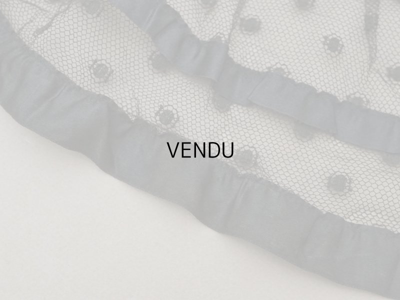 画像12: 1900年頃 アンティーク 47cm幅  ドレスの裾 ドットのチュール＆シルクサテンリボン 黒  約430cm  