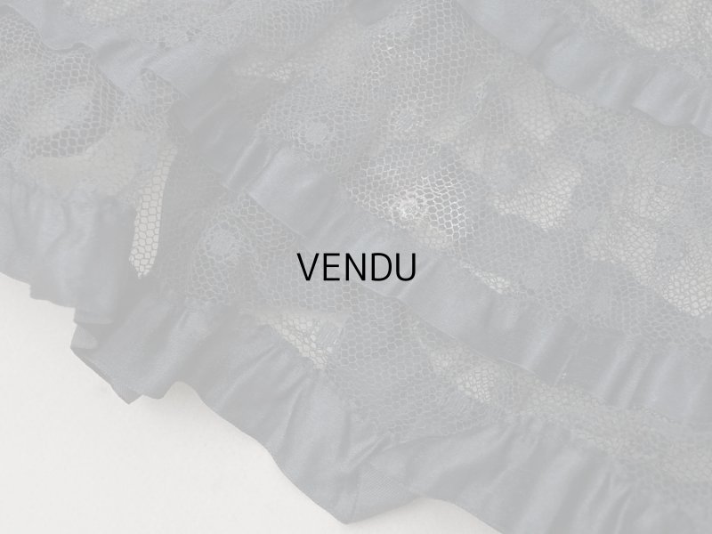 画像9: 1900年頃 アンティーク 47cm幅  ドレスの裾 ドットのチュール＆シルクサテンリボン 黒  約430cm  