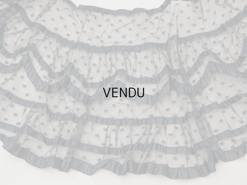 画像3: 1900年頃 アンティーク 47cm幅  ドレスの裾 ドットのチュール＆シルクサテンリボン 黒  約430cm  