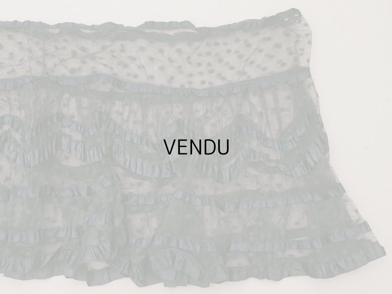 画像8: 1900年頃 アンティーク 47cm幅  ドレスの裾 ドットのチュール＆シルクサテンリボン 黒  約430cm  