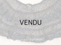 1900年頃 アンティーク 47cm幅  ドレスの裾 ドットのチュール＆シルクサテンリボン 黒  約430cm  