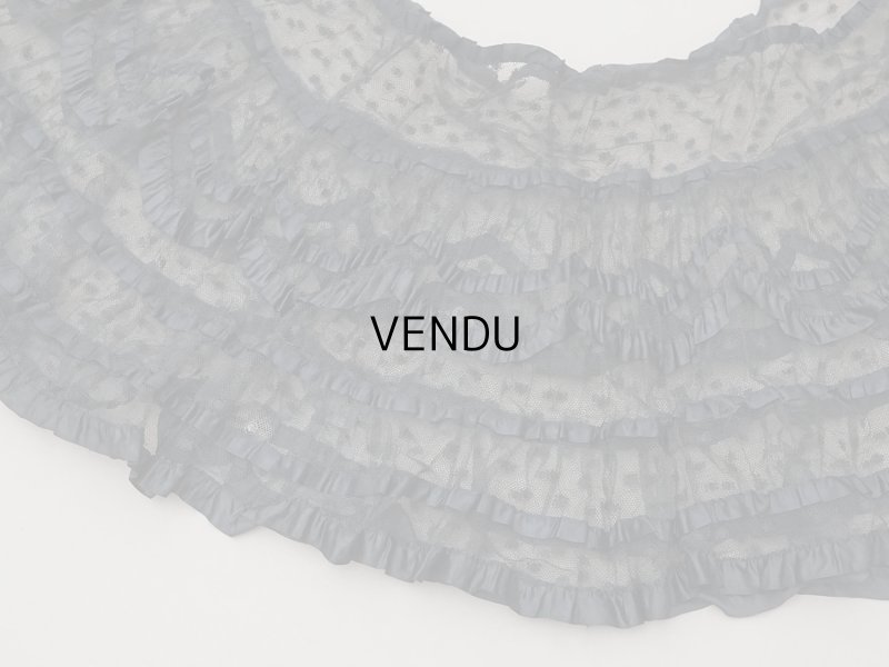 画像2: 1900年頃 アンティーク 47cm幅  ドレスの裾 ドットのチュール＆シルクサテンリボン 黒  約430cm  