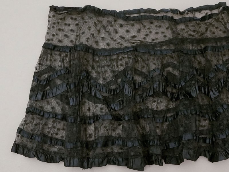 画像7: 1900年頃 アンティーク 47cm幅  ドレスの裾 ドットのチュール&シルクサテンリボン 黒  約430cm