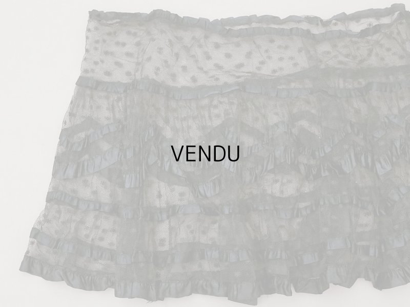 画像7: 1900年頃 アンティーク 47cm幅  ドレスの裾 ドットのチュール＆シルクサテンリボン 黒  約430cm  