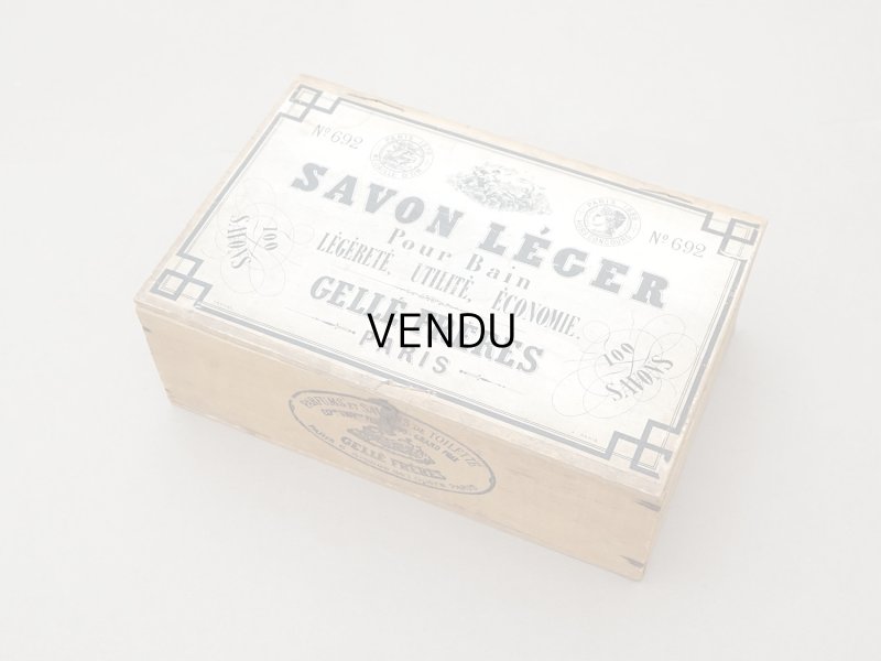 画像2: アンティーク ソープボックス 大きな木箱 SAVON LEGER POUR BAIN - GELLE FRERES PARIS -