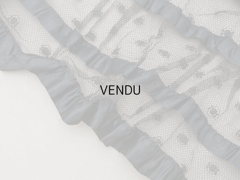 画像6: 1900年頃 アンティーク 47cm幅  ドレスの裾 ドットのチュール＆シルクサテンリボン 黒  約430cm  