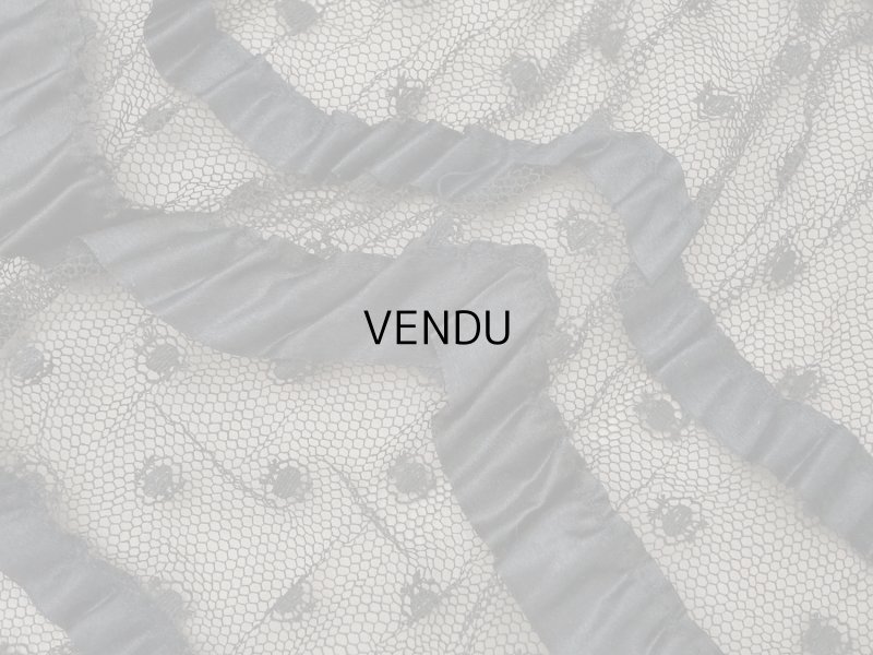 画像5: 1900年頃 アンティーク 47cm幅  ドレスの裾 ドットのチュール＆シルクサテンリボン 黒  約430cm  