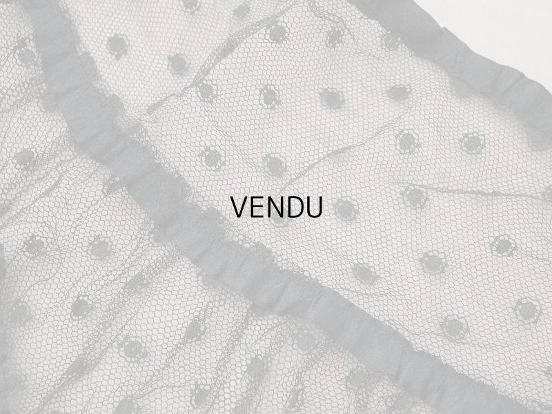 画像4: 1900年頃 アンティーク 47cm幅  ドレスの裾 ドットのチュール＆シルクサテンリボン 黒  約430cm  