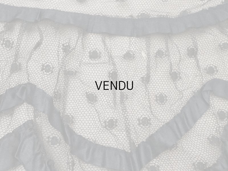 画像14: 1900年頃 アンティーク 47cm幅  ドレスの裾 ドットのチュール＆シルクサテンリボン 黒  約430cm  