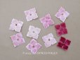 画像1: アンティーク 布花材料 ベルベットの花びら 花芯付き 10ピースのセット 約3cm 布花 ライラックピンク＆赤紫 (1)
