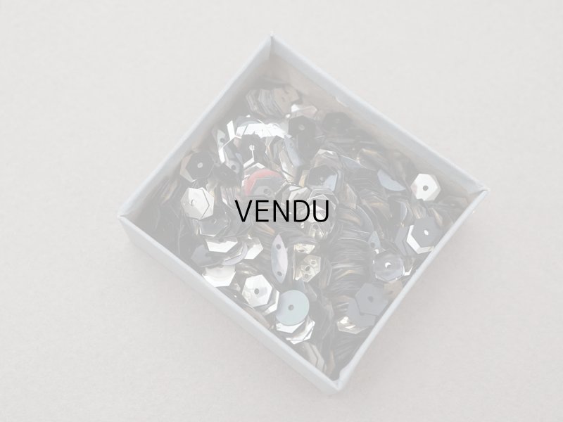 画像6: アンティーク ガラスの蓋の紙箱 シルバー色のスパンコール入り