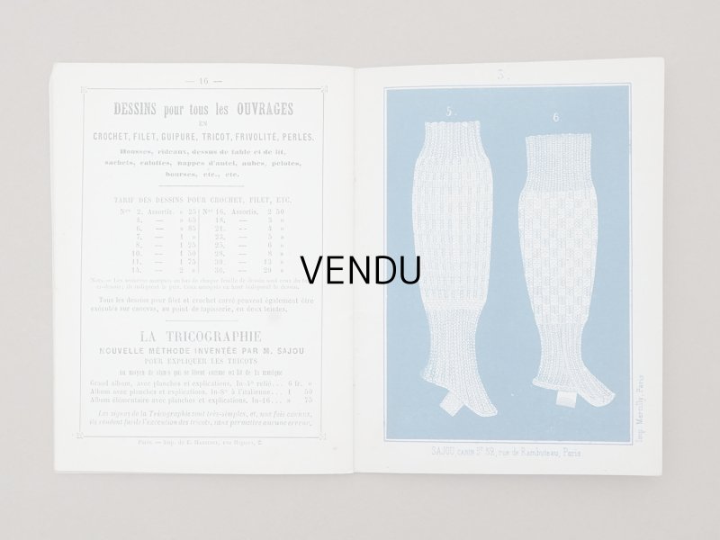 画像7: 1864〜1882年頃 アンティーク 編み物の図案帳 ALBUM POUR OUVRAGES AU TRICOT N 89 - MAISON SAJOU -