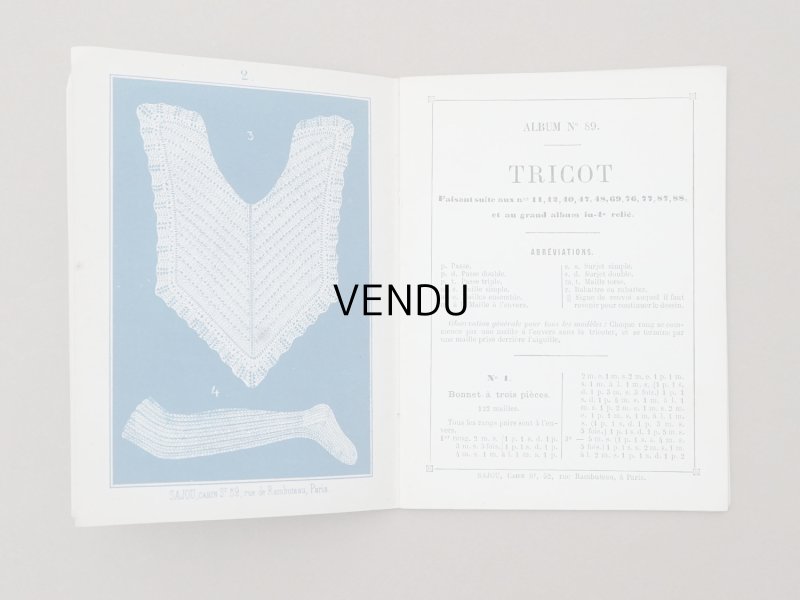 画像4: 1864〜1882年頃 アンティーク 編み物の図案帳 ALBUM POUR OUVRAGES AU TRICOT N 89 - MAISON SAJOU -