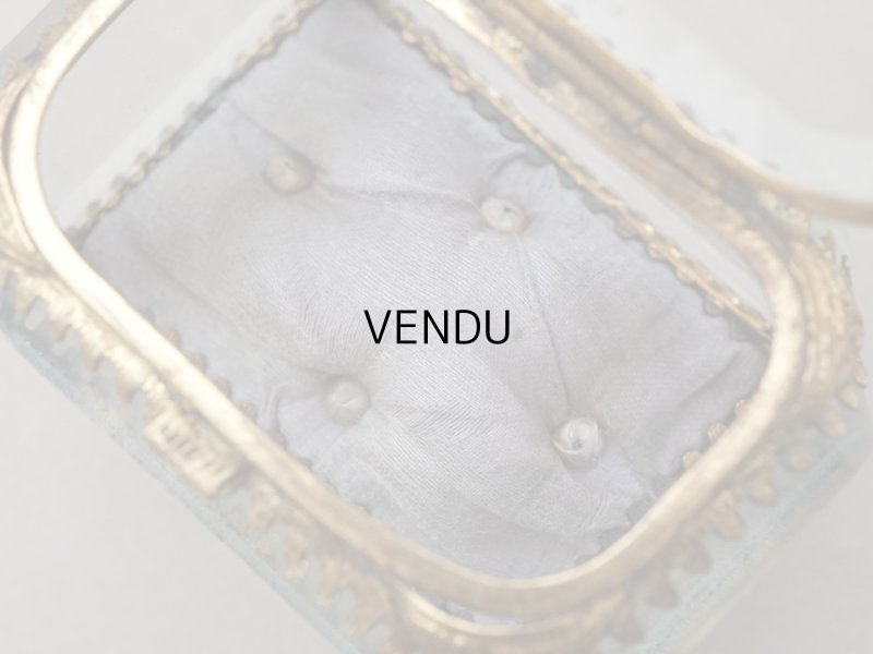 画像6: アンティーク ジュエリーボックス 薄紫 ラヴェンダーグレイのシルククッション 