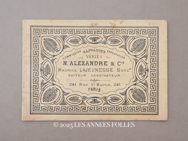 画像1: アンティーク アルファベットの刺繍図案帳  N 230 ALPHABETS VARIES - N.ALEXANDRE&CIE. MAURICE LAJEUNESSE SUCCR. -