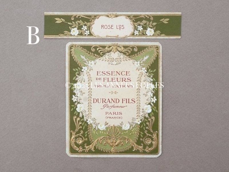 画像5: アンティーク パフュームラベル 薔薇のガーランド ESSENCE DE FLEURS TRIPLE EXTRAIT - DURAND FILS PARIS -