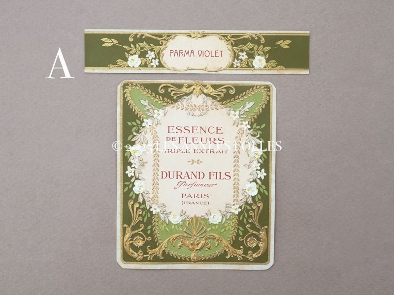 画像2: アンティーク パフュームラベル 薔薇のガーランド ESSENCE DE FLEURS TRIPLE EXTRAIT - DURAND FILS PARIS -