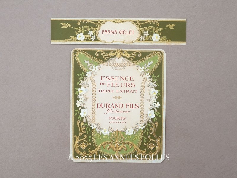 画像1: アンティーク パフュームラベル 薔薇のガーランド ESSENCE DE FLEURS TRIPLE EXTRAIT - DURAND FILS PARIS -