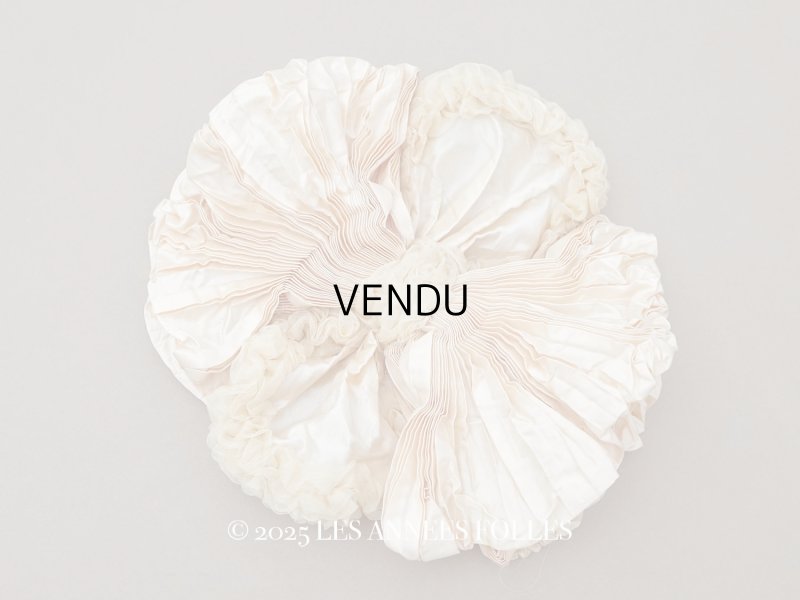 画像1: アンティーク シャンパンピンクのリボン シルクシフォン&シルクサテン 大きなモチーフ 