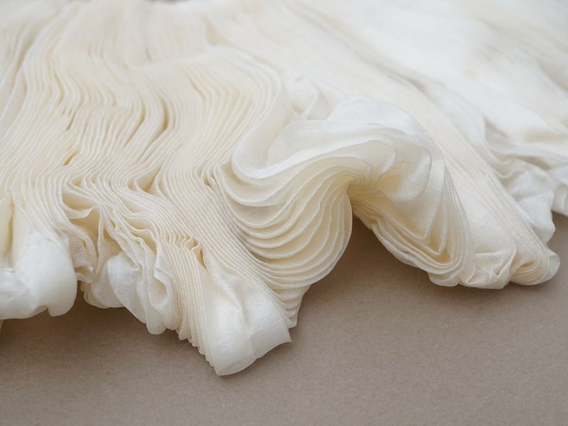 画像6: アンティーク シルクシフォンのプリーツ オフホワイト