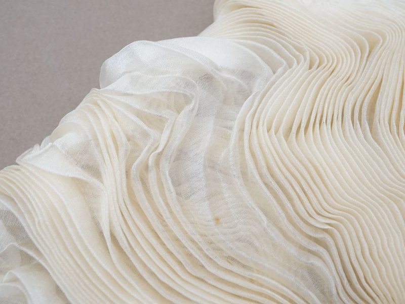 画像8: アンティーク シルクシフォンのプリーツ オフホワイト