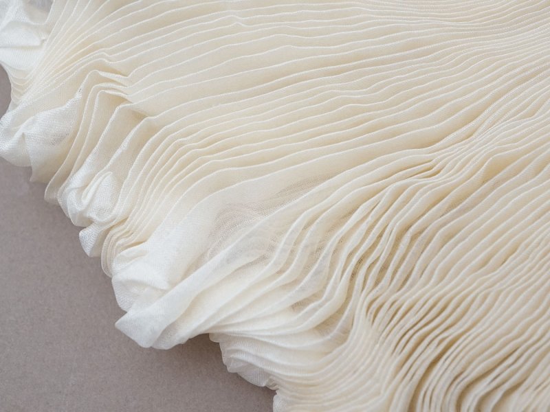 画像7: アンティーク シルクシフォンのプリーツ オフホワイト