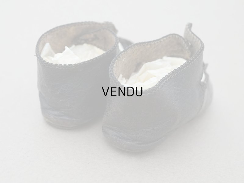 画像8: 19世紀末 アンティーク Louis Gustave Beaudelot JEMEAU ドールシューズ レザー 黒 (9) 約7.9×3.4cm 