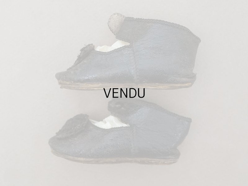 画像7: 19世紀末 アンティーク Louis Gustave Beaudelot JEMEAU ドールシューズ レザー 黒 (9) 約7.9×3.4cm 