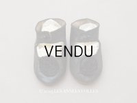 19世紀末 アンティーク Louis Gustave Beaudelot JEMEAU ドールシューズ レザー 黒 (9) 約7.9×3.4cm 