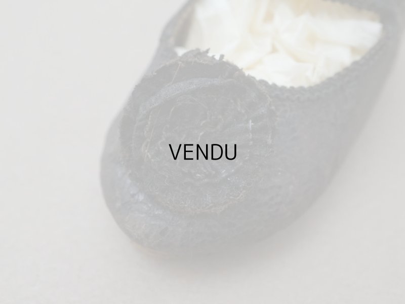 画像4: 19世紀末 アンティーク Louis Gustave Beaudelot JEMEAU ドールシューズ レザー 黒 (9) 約7.9×3.4cm 