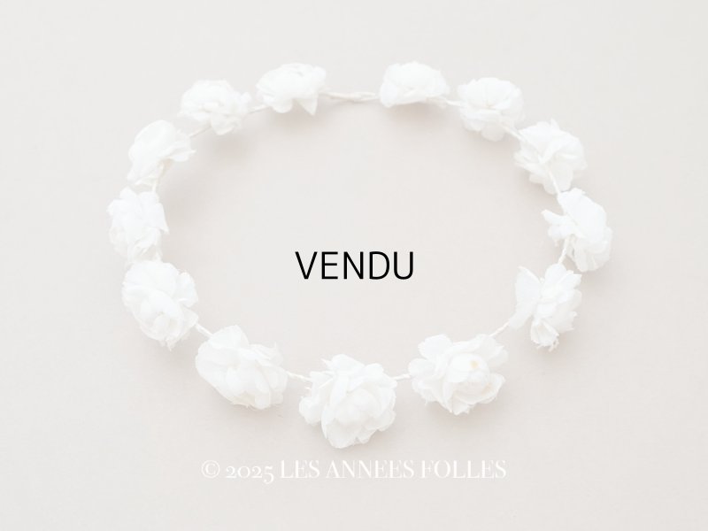 画像1: アンティーク 薔薇の布花のティアラ 花冠 初聖体