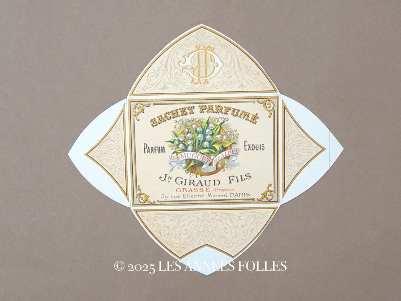画像1: アンティーク 鈴蘭 パウダーサシェのラベル SACHET PARFUME AU MUGUET DES ALPES パフュームラベル - JN.GIRAUD FILS -