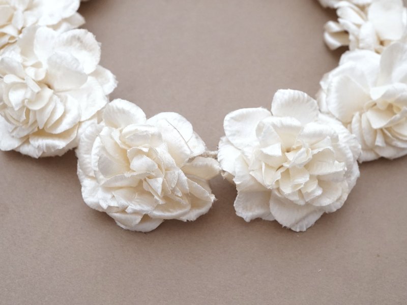 画像7: アンティーク シルクサテン 薔薇の布花のティアラ 花冠  エクリュ