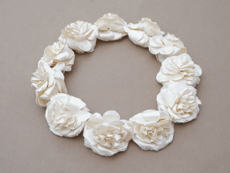 画像3: アンティーク シルクサテン 薔薇の布花のティアラ 花冠  エクリュ