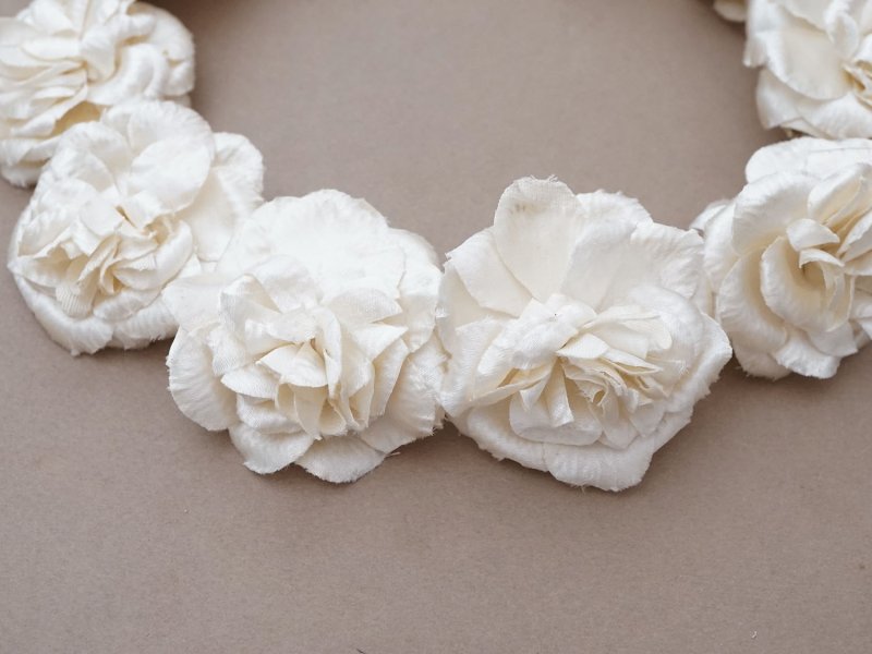 画像6: アンティーク シルクサテン 薔薇の布花のティアラ 花冠  エクリュ