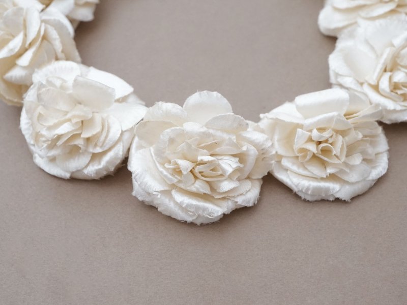 画像4: アンティーク シルクサテン 薔薇の布花のティアラ 花冠  エクリュ