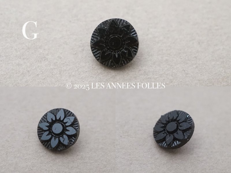 画像6: アンティーク 花 フレンチジェットのボタン