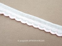 アンティーク スカラップトリム ドット刺繍入り ベビーピンク&ホワイト 1.3cm幅 