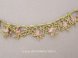 画像1: 19世紀末 アンティーク シルク製 ロココトリム ピンクの薔薇 50cm (1)