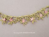 19世紀末 アンティーク シルク製 ロココトリム ピンクの薔薇 50cm