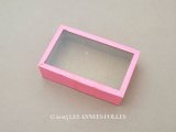 アンティーク ガラスの蓋の紙箱 ピンク