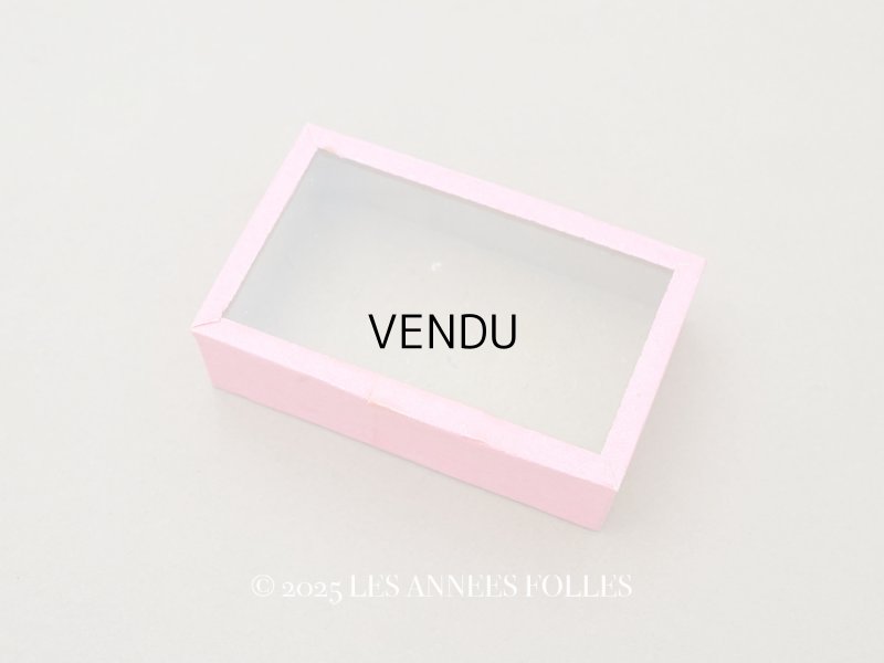 画像1: ＊蚤の市＊アンティーク ガラスの蓋の紙箱 ピンク